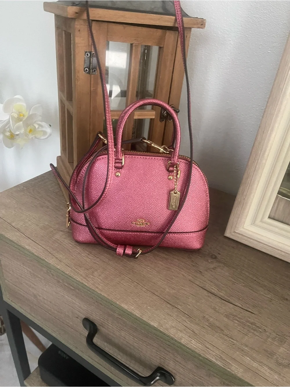 Coach Metallic Rose Mini sierra Satchel